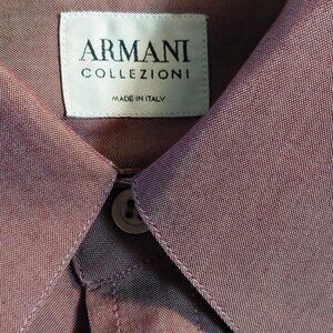 Armani Collezioni Men's Button-front Dress Shirt  Rosy-brown Hue Size L